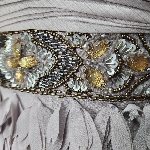 SUE WONG Women's 4 Gray Strapless NWOT Beaded Sequined Cocktail Formal Dress - Picture 2 of 14